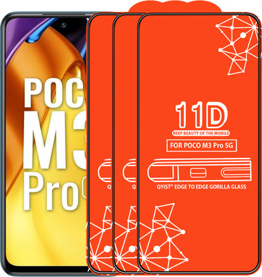 Qyist Edge To Edge Tempered Glass for Poco M3 Pro 5G(Pack of 3)