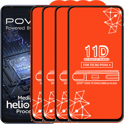 Qyist Edge To Edge Tempered Glass for Tecno Pova 4(Pack of 4)