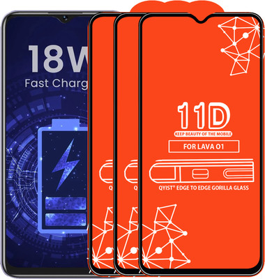 Qyist Edge To Edge Tempered Glass for LAVA O1(Pack of 3)