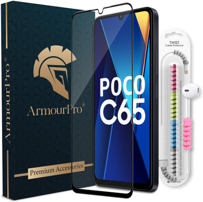 ArmourPro Edge To Edge Tempered Glass for Poco C65, Poco M6 5G, Redmi 13C 5G, Redmi 13C, OG Tempered Glass with Cable Protector(Pack of 1)