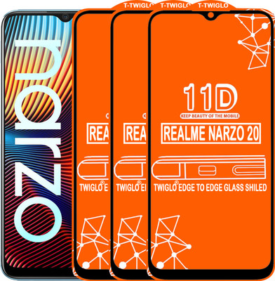 TWIGLO Edge To Edge Tempered Glass for REALME NARZO 20(Pack of 3)