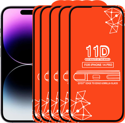 Qyist Edge To Edge Tempered Glass for Iphone 14 Pro(Pack of 5)