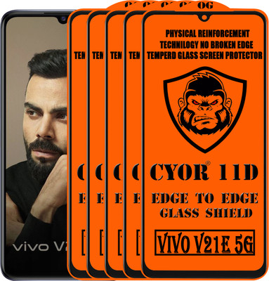 CYOR Edge To Edge Tempered Glass for VIVO V21E 5G(Pack of 5)