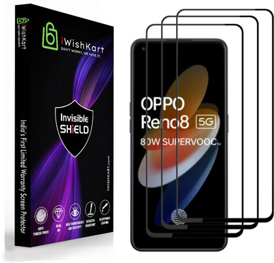 iWishKart Edge To Edge Tempered Glass for OPPO Reno8, OPPO Reno 8, OPPO Reno 8 5G Gorilla Glass(Pack of 3)