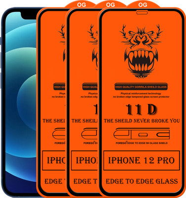 Forego Edge To Edge Tempered Glass for Apple iPhone 12 Pro(Pack of 3)
