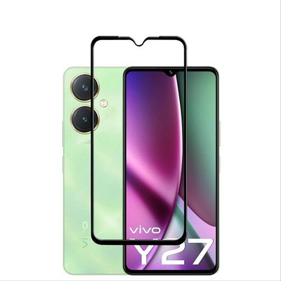 NIMMIKA ENTERPRISES Edge To Edge Tempered Glass for Vivo Y27 4G(Comprehensive protection | High-quality material | Multi-layered coating | Clear and smooth surface | Thin and lightweight | Easy to install)(Pack of 1)