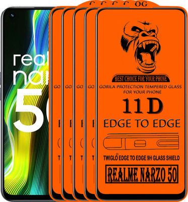 TWIGLO Edge To Edge Tempered Glass for REALME NARZO 50(Pack of 5)