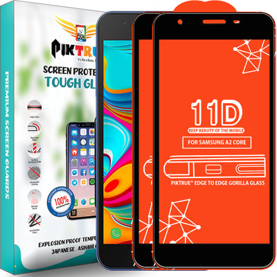 PikTrue Edge To Edge Tempered Glass for Samsung Galaxy A2 Core(Pack of 2)