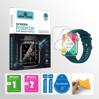 SOMTONE Edge To Edge Tempered Glass for Pebble Vision 2.05 inch Smartwatch 2 PROTECTOR + 2 WIPES + 2 DUST REMOVAL STICKER + 1 WIPER(Pack of 2)