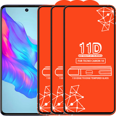 Roxel Edge To Edge Tempered Glass for Tecno Camon 18(Pack of 3)