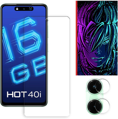 ARBAN Edge To Edge Tempered Glass for Infinix Hot 40i 4G Tempered Glass Screen Protector | Anti-Scratch | Edge to Edge Full Coverage | 9H Hardness (1 FRONT SCREEN GUARD + 1 CAMERA LENS PROTECTOR + 1 FREE BACK EMBOSSED SKIN002)(Pack of 1)