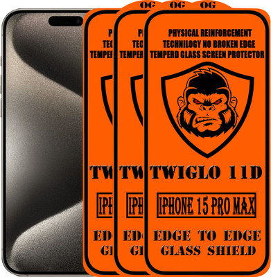 TWIGLO Edge To Edge Tempered Glass for IPHONE 15 PRO MAX(Pack of 3)