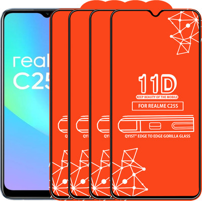 Qyist Edge To Edge Tempered Glass for Realme C25S(Pack of 4)