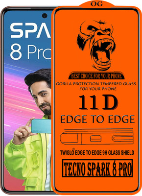 TWIGLO Edge To Edge Tempered Glass for TECNO SPARK 8 PRO(Pack of 1)