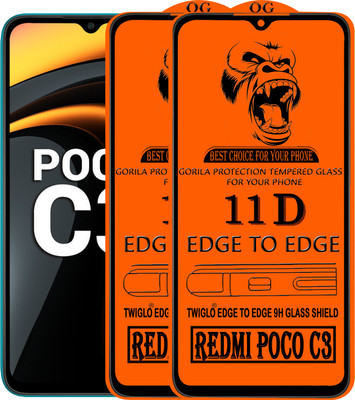 TWIGLO Edge To Edge Tempered Glass for REDMI POCO C3(Pack of 3)