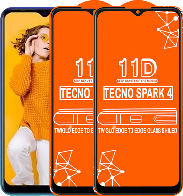 TWIGLO Edge To Edge Tempered Glass for TECNO SPARK 4(Pack of 2)