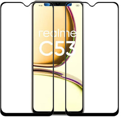 KMPERED Edge To Edge Tempered Glass for realme C53, Realme C53(Pack of 2)
