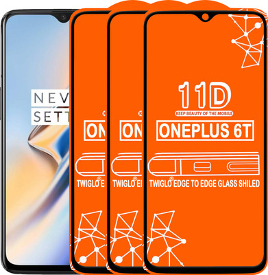 TWIGLO Edge To Edge Tempered Glass for OnePlus 6T(Pack of 3)