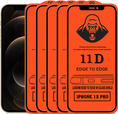 Laxdom Edge To Edge Tempered Glass for APPLE IPHONE 12 PRO(Pack of 5)