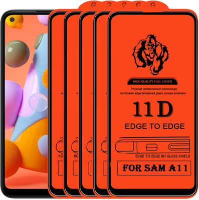 HIE POWER Edge To Edge Tempered Glass for Samsung Galaxy A11( Military Grade Premium Tempered Glass Super Tough Screen Protector Guard with Easy Installation Kit-11D-Pack of 5)(Pack of 5)