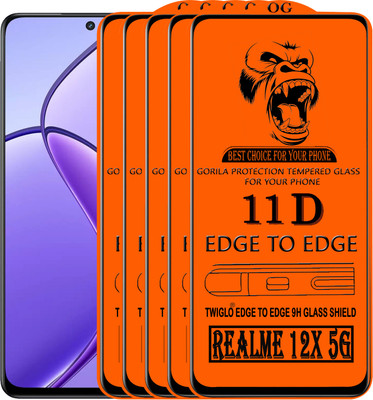 TWIGLO Edge To Edge Tempered Glass for REALME 12X 5G(Pack of 5)