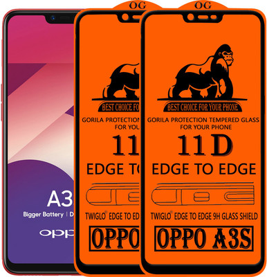 TWIGLO Edge To Edge Tempered Glass for Oppo A3s(Pack of 2)