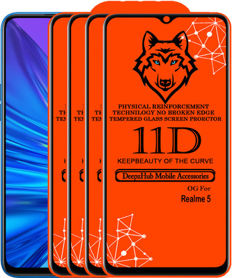 DeepzHub Edge To Edge Tempered Glass for Realme 5(Pack of 4)