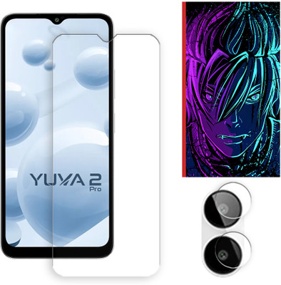ARBAN Edge To Edge Tempered Glass for Lava Yuva 2 Pro 4G Tempered Glass Screen Protector | Anti-Scratch | Edge to Edge Full Coverage | 9H Hardness (1 FRONT SCREEN GUARD + 1 CAMERA LENS PROTECTOR + 1 FREE BACK EMBOSSED SKIN002)(Pack of 1)