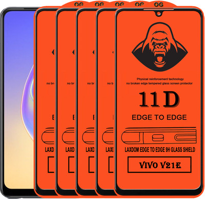 Laxdom Edge To Edge Tempered Glass for VIVO V21E(Pack of 5)