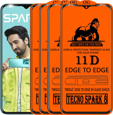 TWIGLO Edge To Edge Tempered Glass for TECNO SPARK 8(Pack of 4)