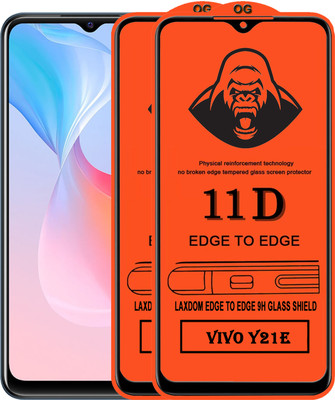 Laxdom Edge To Edge Tempered Glass for VIVO Y21E(Pack of 2)