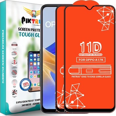 PikTrue Edge To Edge Tempered Glass for Oppo A17K(Pack of 2)