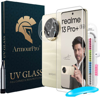 ArmourPro Edge To Edge Tempered Glass for Realme 13 Pro Plus 5G, Realme 13 Pro + 5G, Realme 13 Pro 5G, 1 UV Glue Tempered Glass, 1 Cable Protector and 1 Camera Lens(Pack of 2)