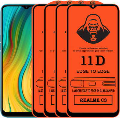 Laxdom Edge To Edge Tempered Glass for REALME C3(Pack of 4)