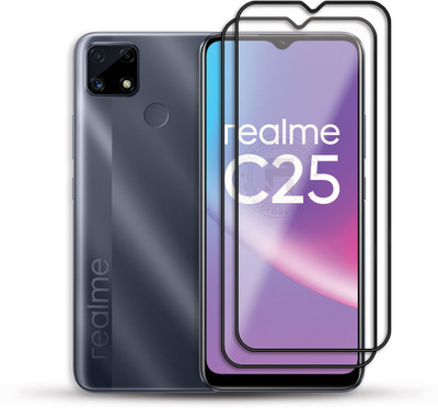 PROACCS Edge To Edge Tempered Glass for Realme C25(Pack of 2)