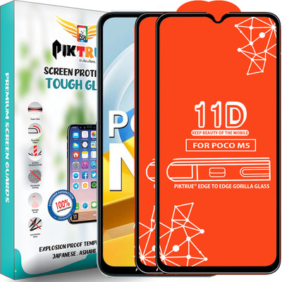 PikTrue Edge To Edge Tempered Glass for Poco M5(Pack of 2)