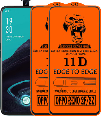 TWIGLO Edge To Edge Tempered Glass for Oppo Reno2 F(Pack of 3)