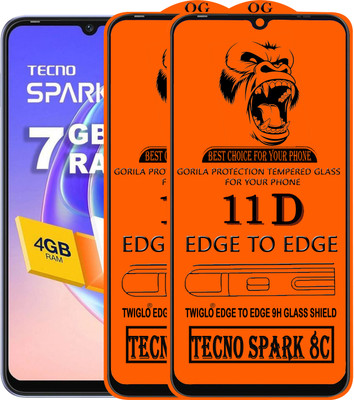TWIGLO Edge To Edge Tempered Glass for TECNO SPARK 8C(Pack of 3)