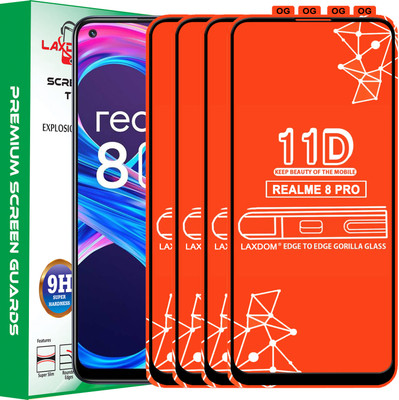 Laxdom Edge To Edge Tempered Glass for REALME 8 PRO(Pack of 4)