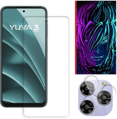 ARBAN Edge To Edge Tempered Glass for Lava Yuva 3 4G Tempered Glass Screen Protector | Anti-Scratch | Edge to Edge Full Coverage | 9H Hardness (1 FRONT SCREEN GUARD + 1 CAMERA LENS PROTECTOR + 1 FREE BACK EMBOSSED SKIN002)(Pack of 1)