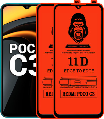 Rofix star Edge To Edge Tempered Glass for POCO C3(Pack of 2)