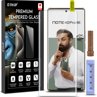 FAVJIP Edge To Edge Tempered Glass for Infinix Note 40 Pro 5G, Infinix Note 40 Pro Plus 5G, 3D Curved UV Liquide Glue Glass with Easy Installation Kit(Pack of 1)