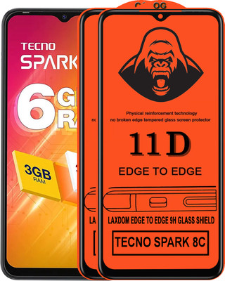 Laxdom Edge To Edge Tempered Glass for TECNO SPARK 8C(Pack of 2)