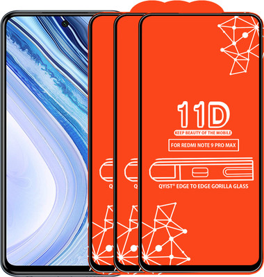 Qyist Edge To Edge Tempered Glass for Redmi Note 9 Pro Max(Pack of 3)