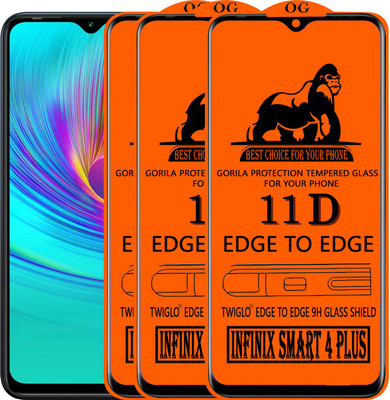 TWIGLO Edge To Edge Tempered Glass for INFINIX SMART 4 PLUS(Pack of 3)