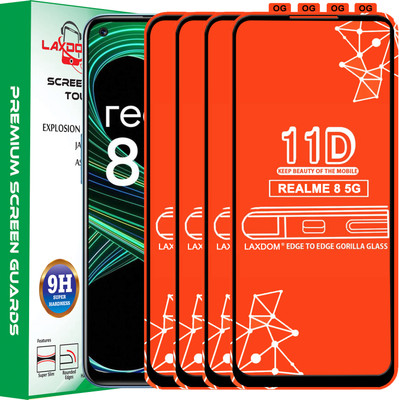 Laxdom Edge To Edge Tempered Glass for REALME 8 5G(Pack of 4)