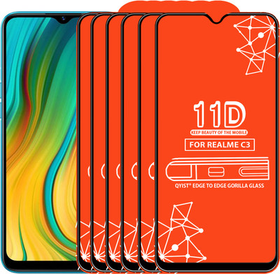 Qyist Edge To Edge Tempered Glass for Realme C3(Pack of 6)