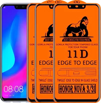 9H Edge To Edge Tempered Glass for Huawei Nova 3i-11D -Edge-to-Edge Full Screen Coverage with Easy Installation Kit (Anti-Scratch)-11D(Pack of 3)