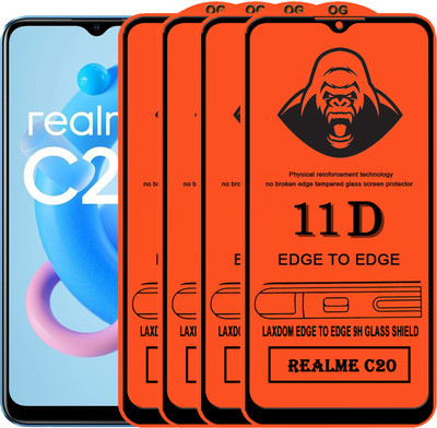Laxdom Edge To Edge Tempered Glass for REALME C20(Pack of 4)