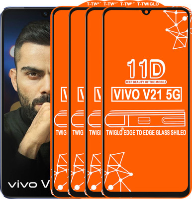 TWIGLO Edge To Edge Tempered Glass for VIVO V21 5G(Pack of 4)